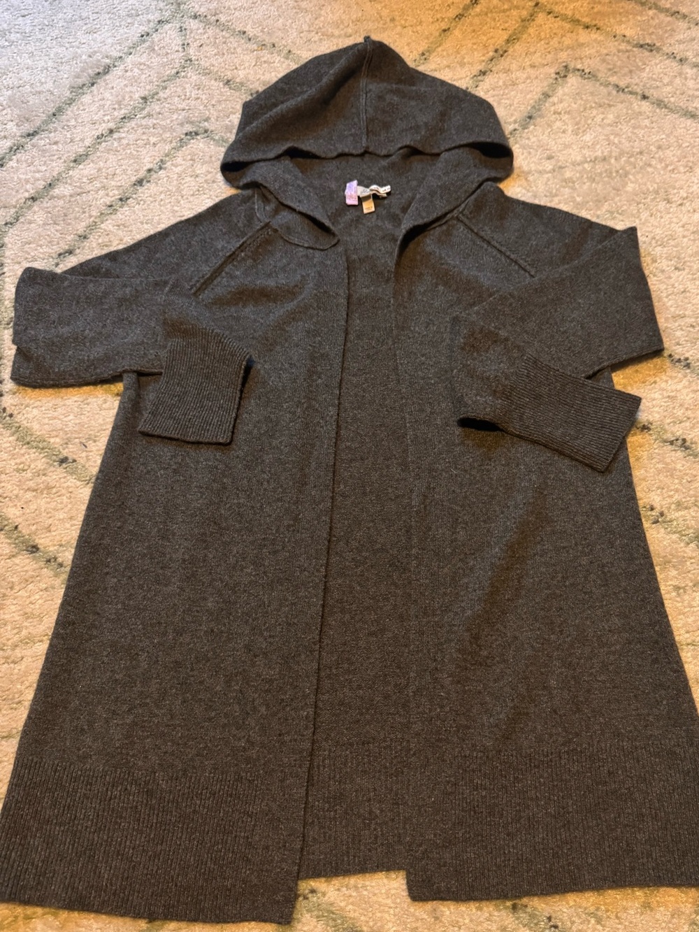 Joie - Open Front Cashmere / Wool Cardigan w Hood in Dark Heather Grey / Small